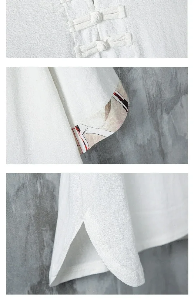 Men's Cotton Linen Vintage Tang T-Shirt Detail