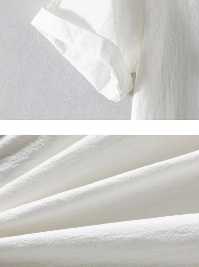 Men's Cotton-Linen Summer Short Sleeve Shirt Detail