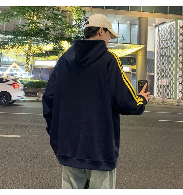 Men's Striped Oversized Casual Hoodie Detail