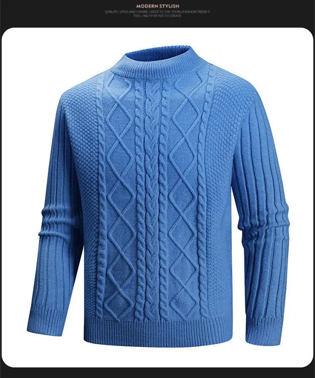Men's Loose Fit Vintage Argyle Sweater Detail