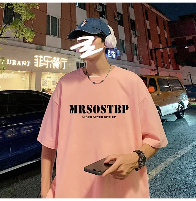 Men's Oversized Cotton Tee 2025 Rose-Print Detail