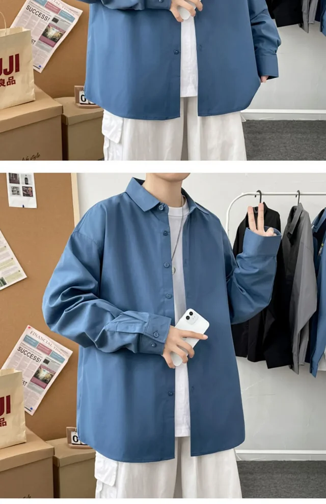 Men's Preppy Autumn Plus Size Shirt Detail