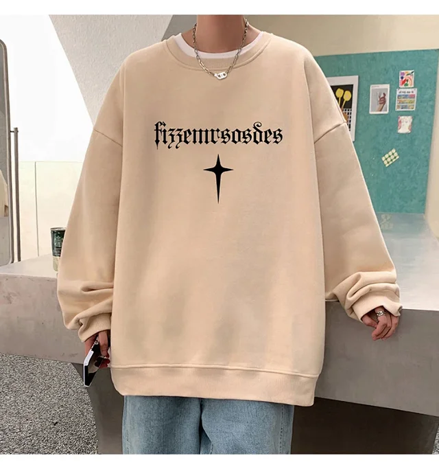 Unisex American Streetwear Crewneck Fleece Sweatshirt Detail