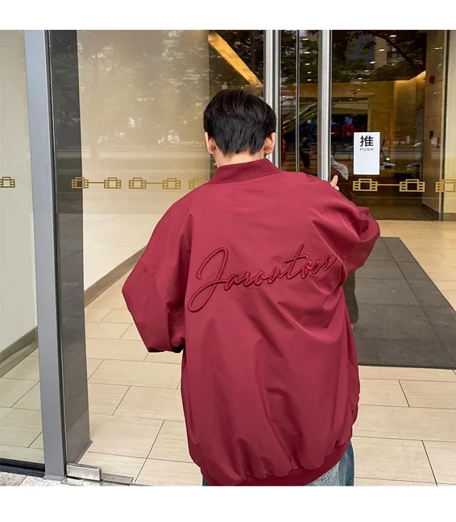 Men's Spring Hip-Hop Embroidered Bomber Jacket Detail