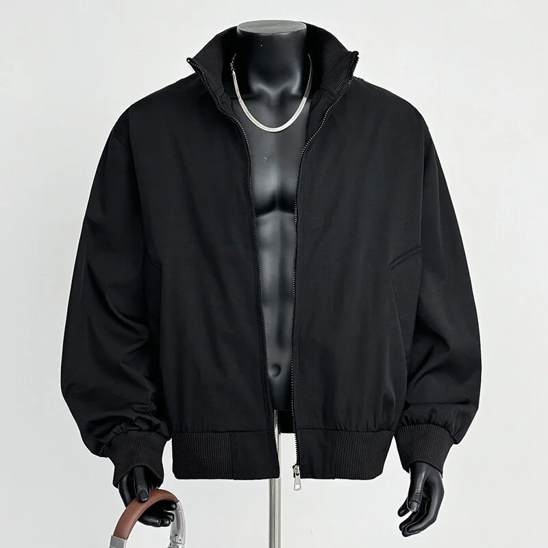 Men's Iridescent Satin Cropped Mandarin-Collar Jacket