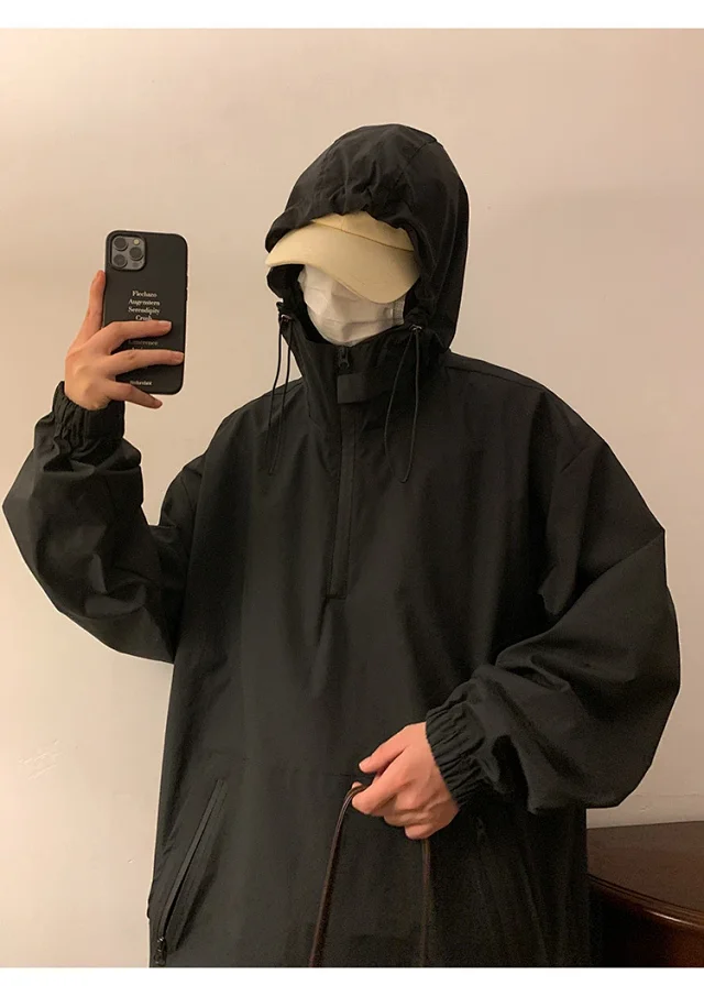 Men's & Youth Hooded Half-Zip Windbreaker Detail