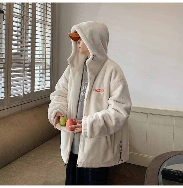 Men's Winter Sherpa Fleece Oversized Coat Detail