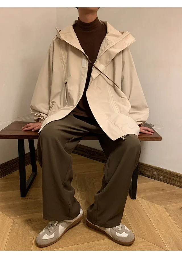 Men's HK Style A/W Loose Warm Hooded Jacket Detail