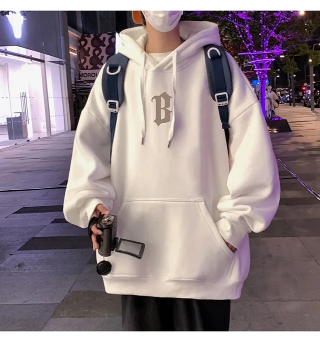 Japanese Hiphop Men's Oversized Cotton Hoodie Detail