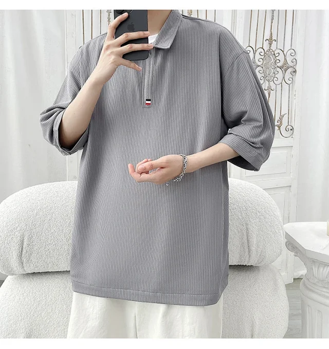 Men's Retro Quick-Dry Half-Zip Polo Detail