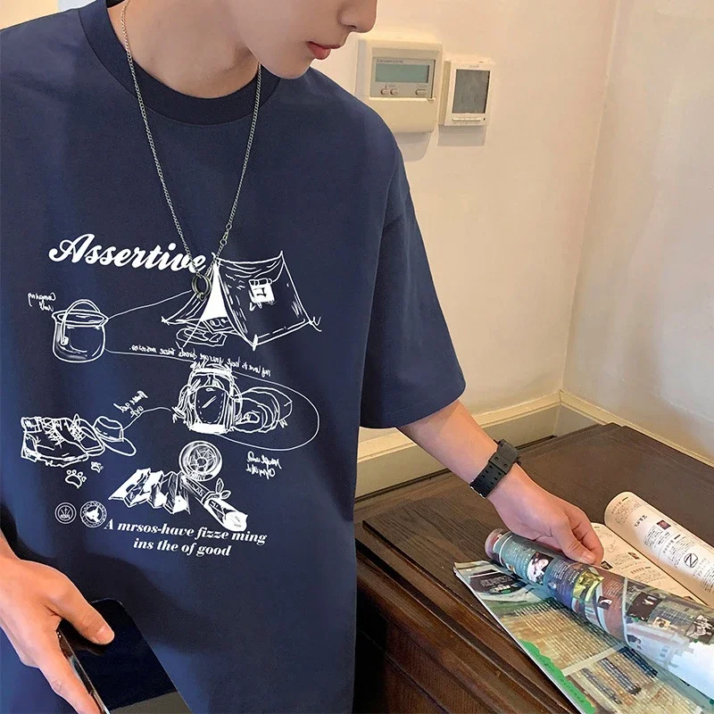 Men's HK Style Oversized Cartoon T-shirt