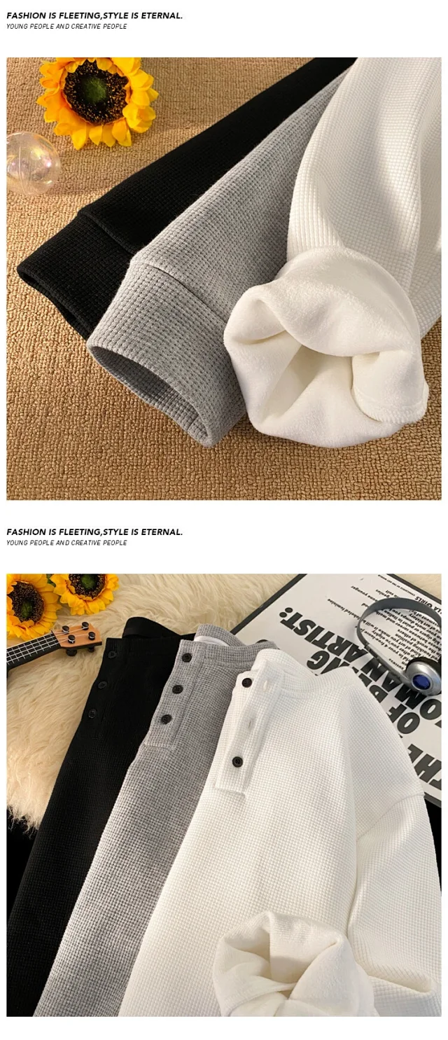 Japanese Retro Men's Thermal Waffle Tee Detail