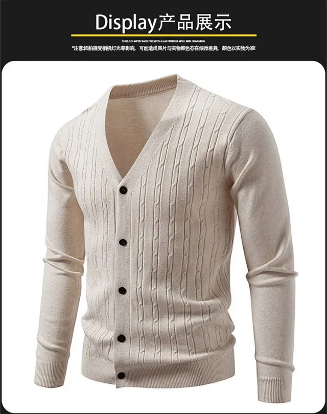 Men's Korean Knit Cardigan Detail