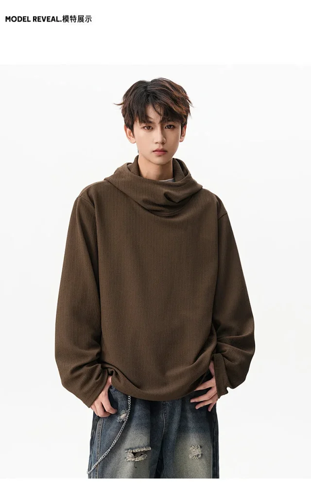 Men's 2025 Fall Retro High - neck Hoodie Detail