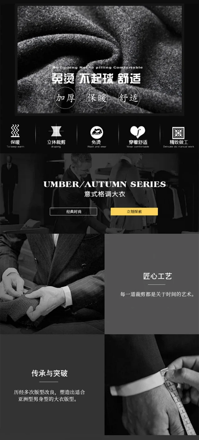 Men's AW21 Korean Slim Wool Dress Coat Detail