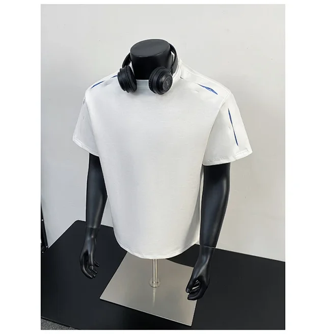 Liquid Ammonia Cotton Striped Deconstructed Short Sleeve T - Shirt Detail