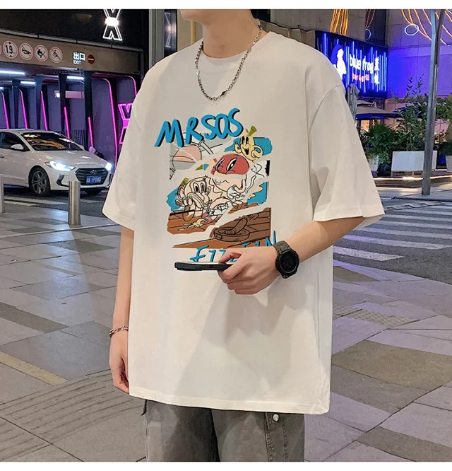 Plus Size Men's Summer Cartoon Tee Detail