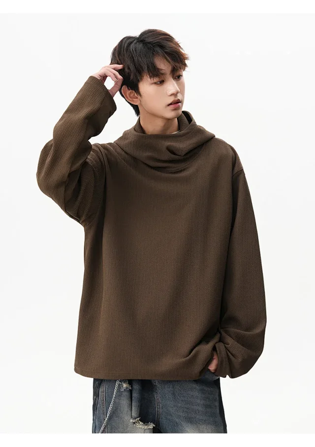 Men's 2025 Fall Retro High - neck Hoodie Detail