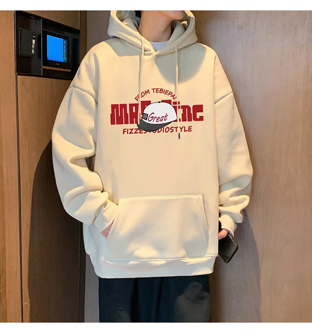 HK Style Men's Oversized Cotton Hoodie Detail