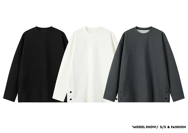 Men's Textured Buttoned Long Sleeve Tee Detail