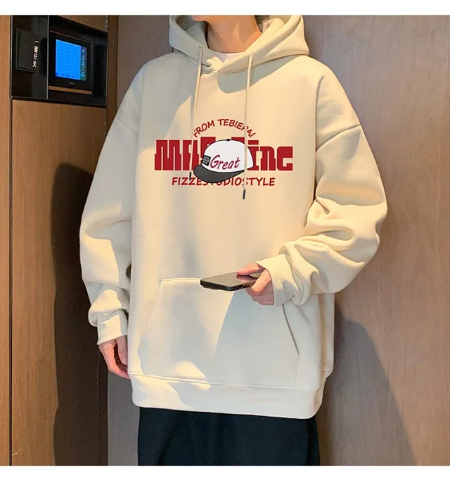 HK Style Men's Oversized Cotton Hoodie Detail