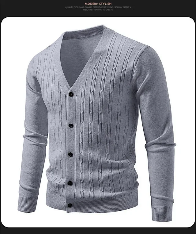 Men's Korean Knit Cardigan Detail
