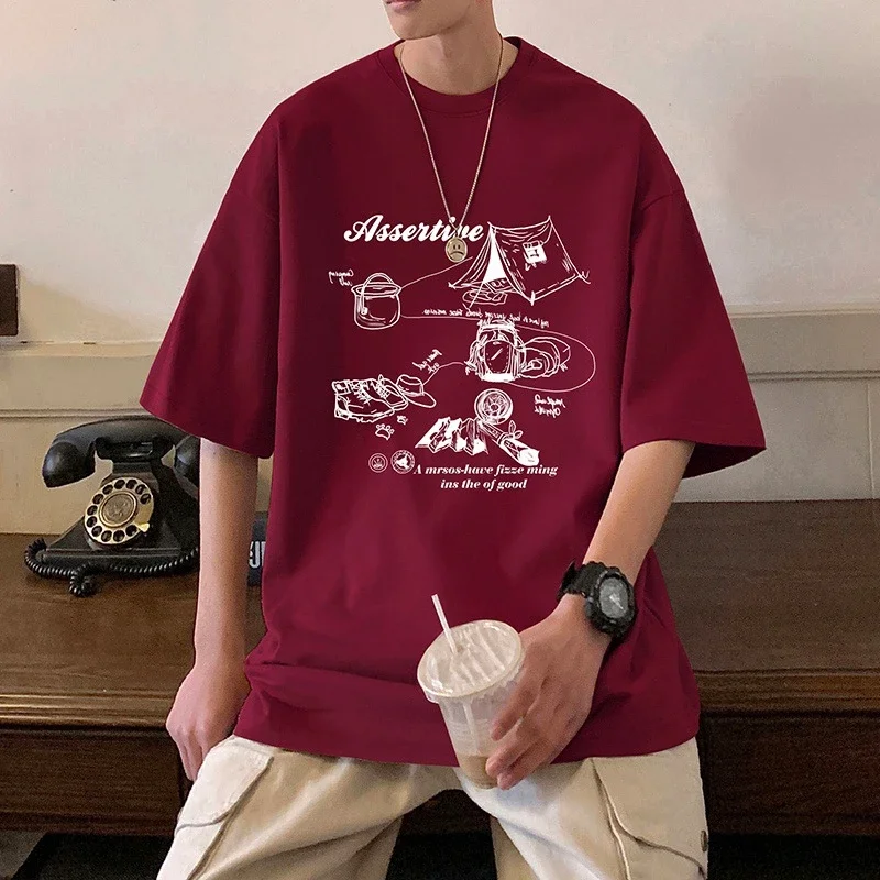 Men's HK Style Oversized Cartoon T-shirt