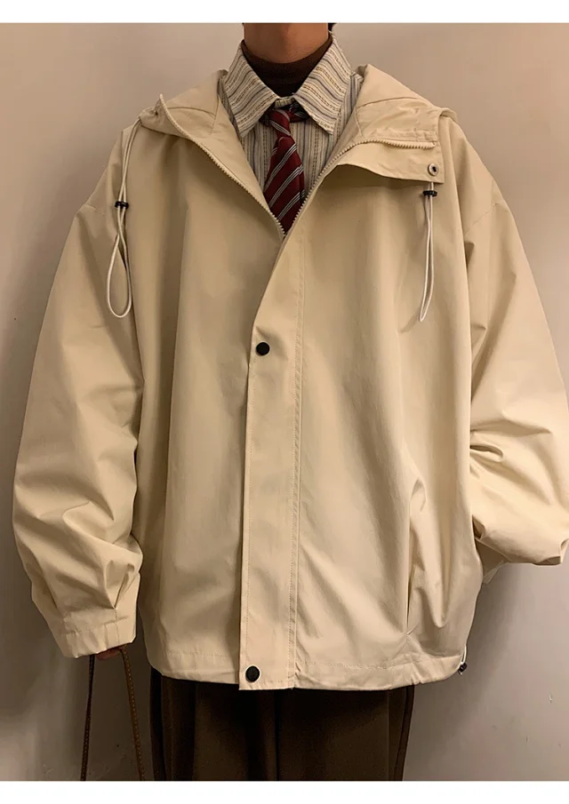 Autumn/Winter Men's HK Loose Casual Hooded Jacket Detail