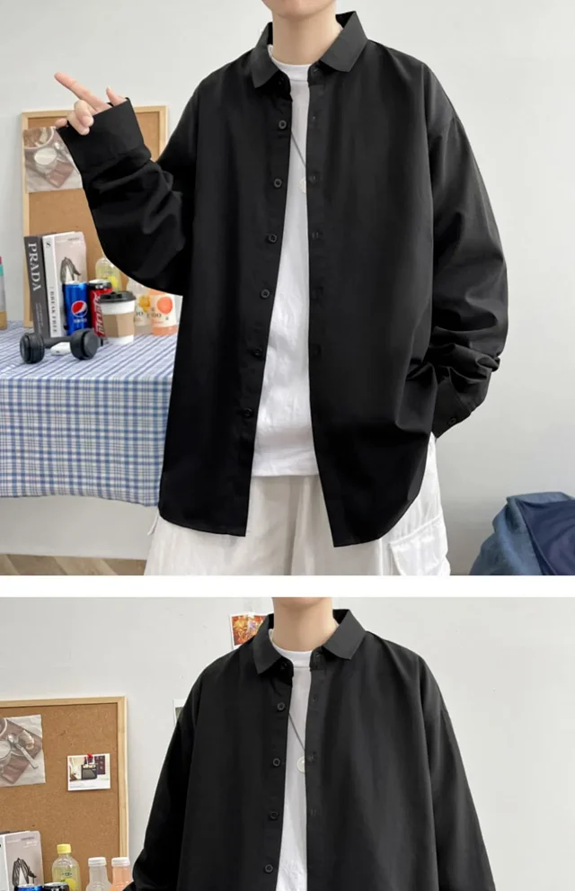 Men's Preppy Autumn Plus Size Shirt Detail