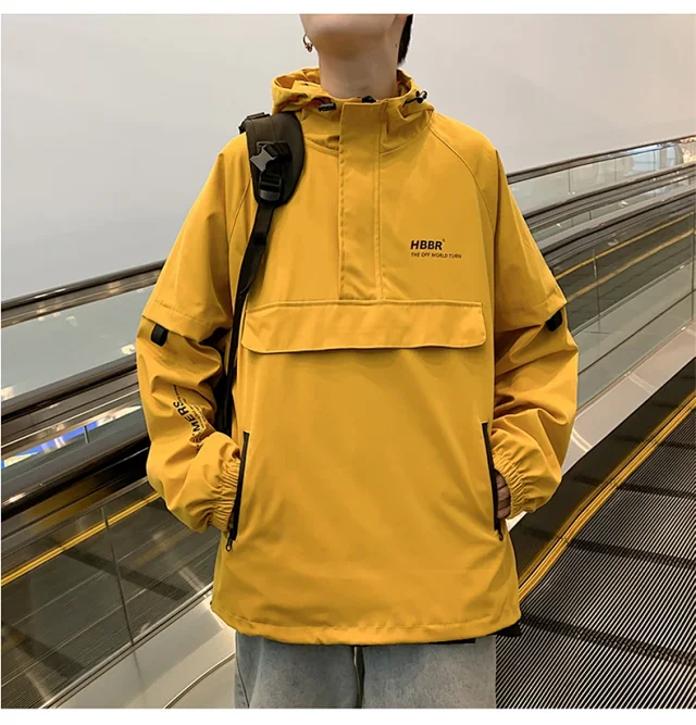 Men's Lightweight Half-Zip Hooded Pullover Jacket Detail