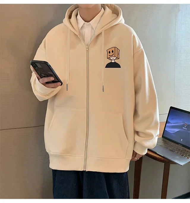 Men's HK Style Oversized Zip Hoodie Detail