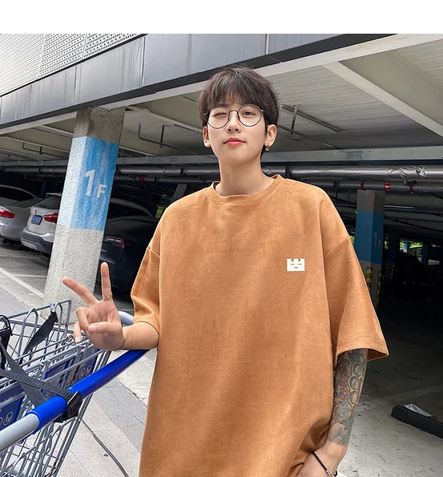 Men's Vintage Suede Heavyweight Oversized Tee Detail