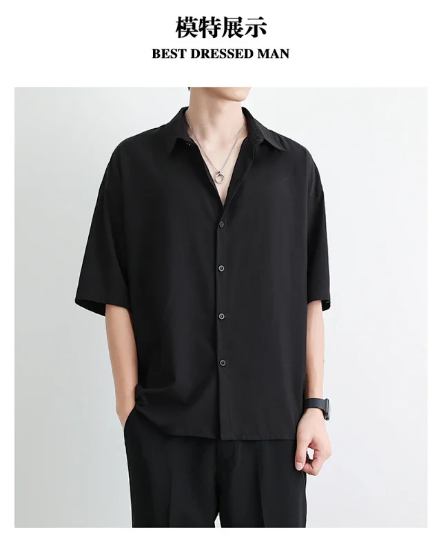 DK Men's Loose Cooling Black Shirt Detail
