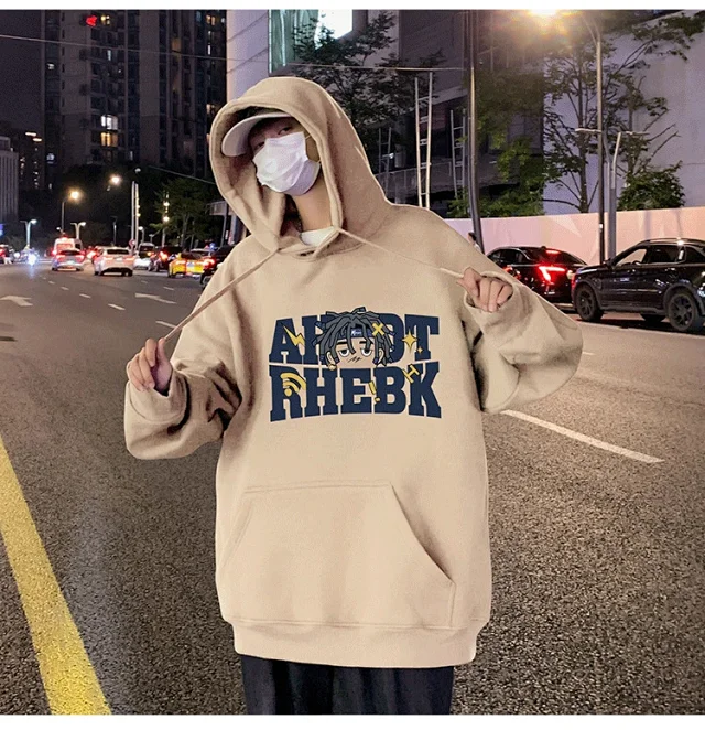 Men's Heavyweight Cotton Fleece Hoodie Fall Winter Detail