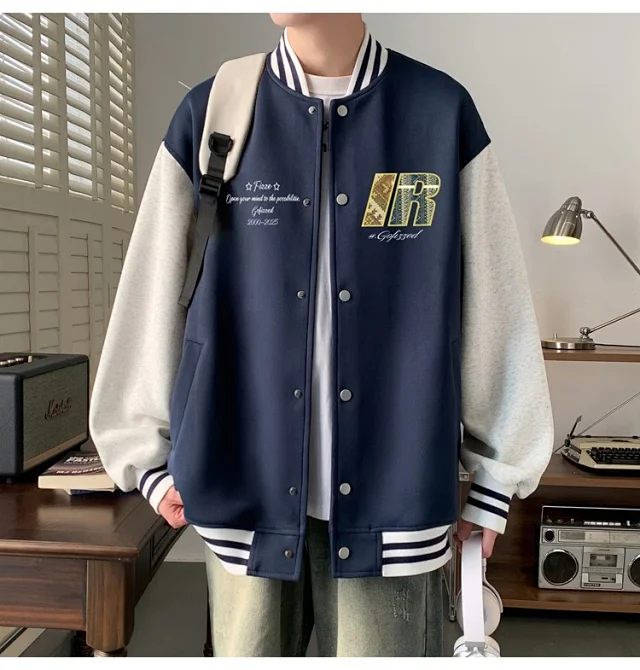 Trendy Men's Oversized Casual Bomber Jacket Detail