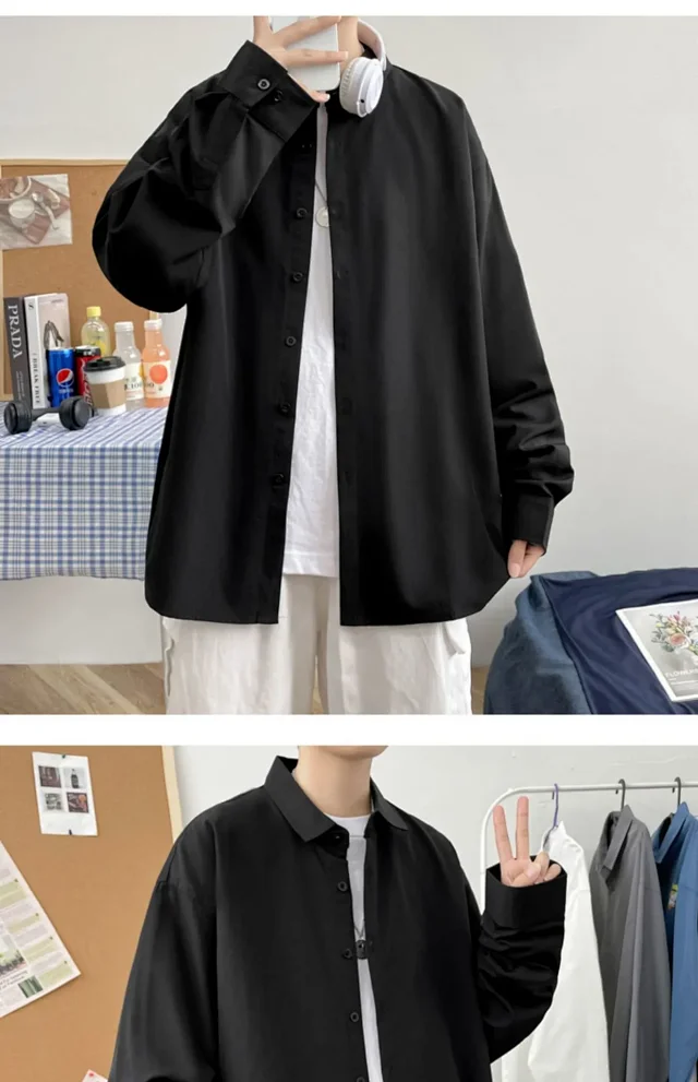 Men's Preppy Autumn Plus Size Shirt Detail