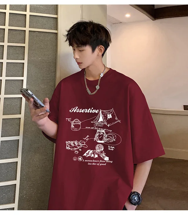 Men's HK Style Oversized Cartoon T-shirt Detail