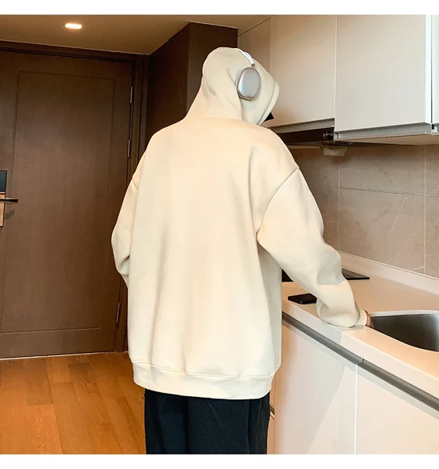 HK Style Men's Oversized Cotton Hoodie Detail