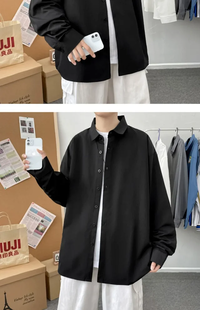 Men's Preppy Autumn Plus Size Shirt Detail