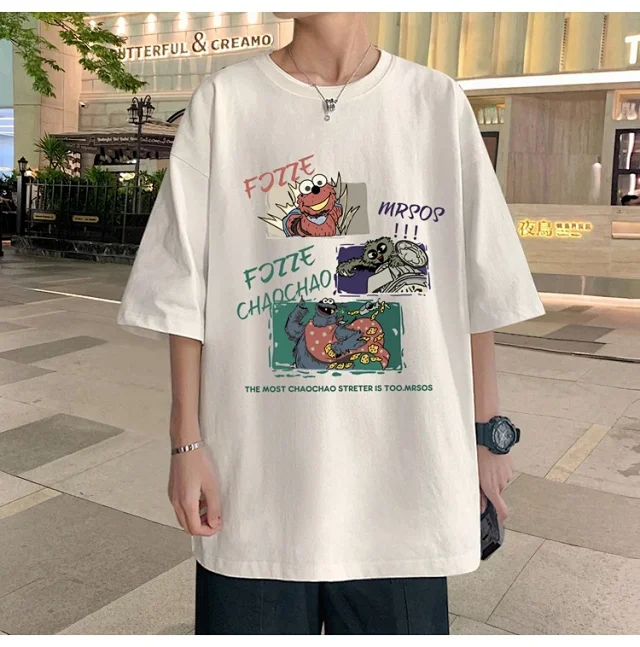 Men's Summer Oversized Cotton Street Tee Detail