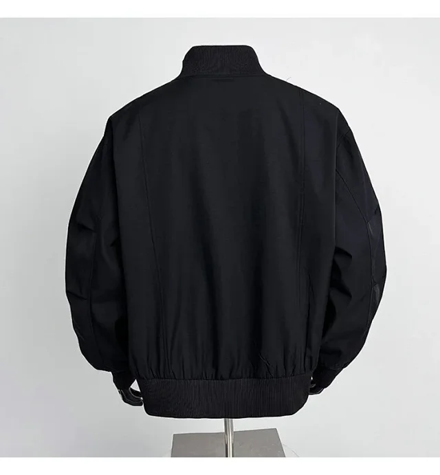 Men's Iridescent Satin Cropped Mandarin-Collar Jacket Detail