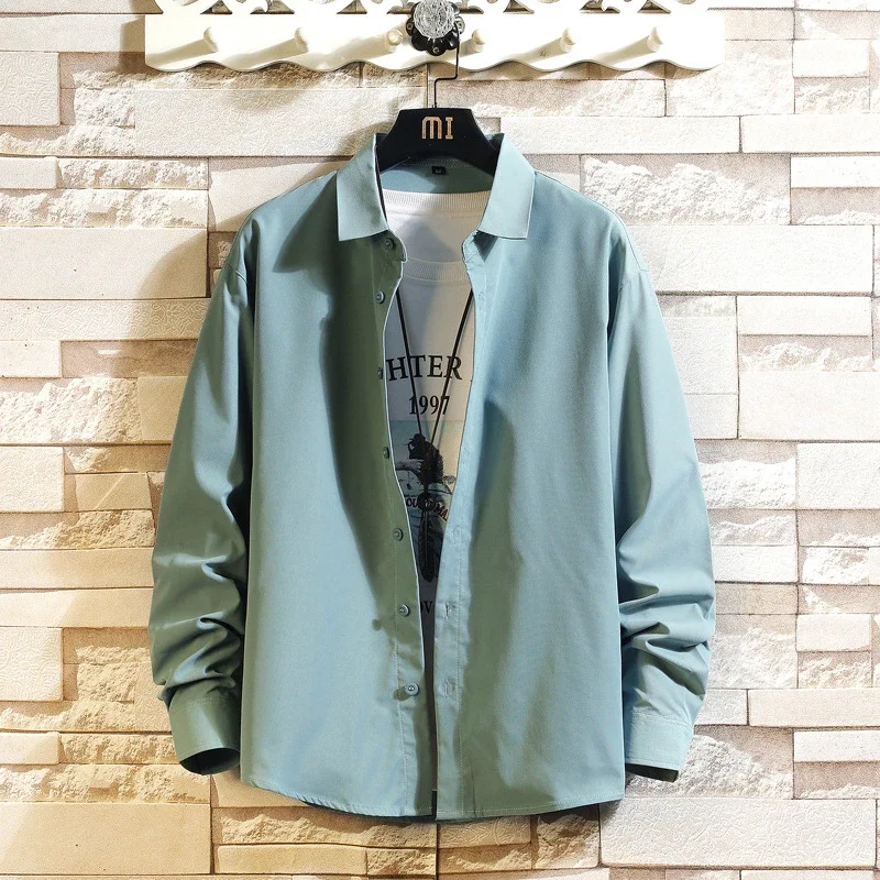 Men's Preppy Autumn Oversized Long-Sleeve Shirt