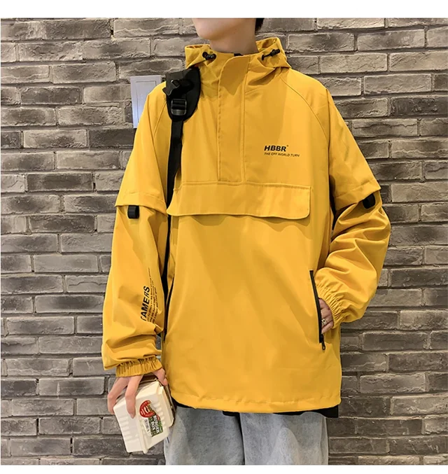Men's Lightweight Half-Zip Hooded Pullover Jacket Detail