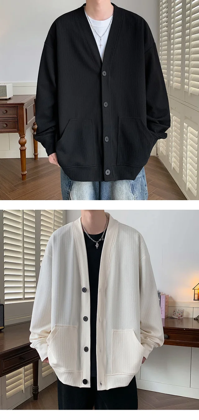 Men's Autumn Textured Old Money Cardigan Detail