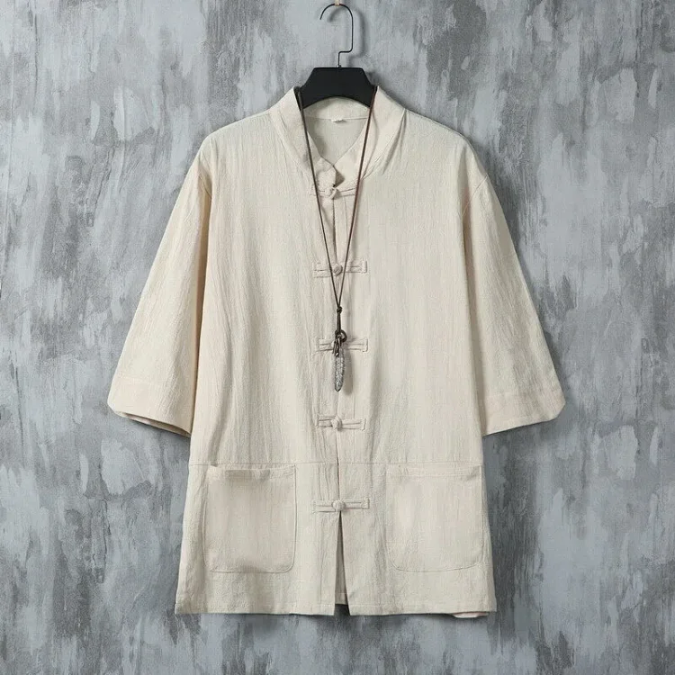 Feng Men's Short Sleeve Chinese Shirt