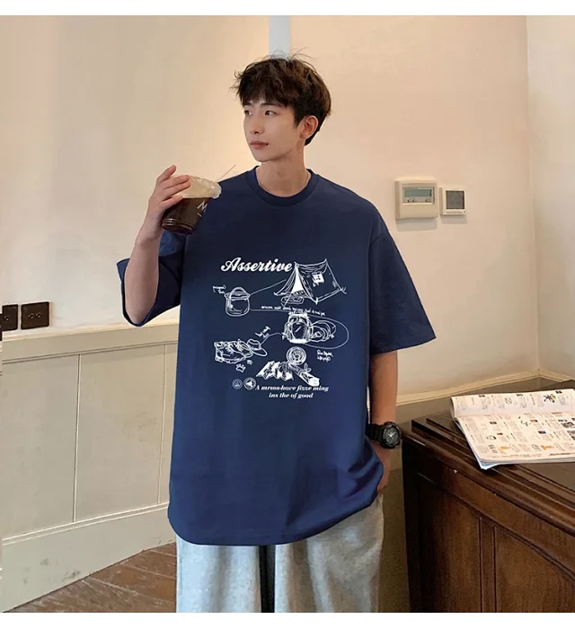 Men's HK Style Oversized Cartoon T-shirt Detail