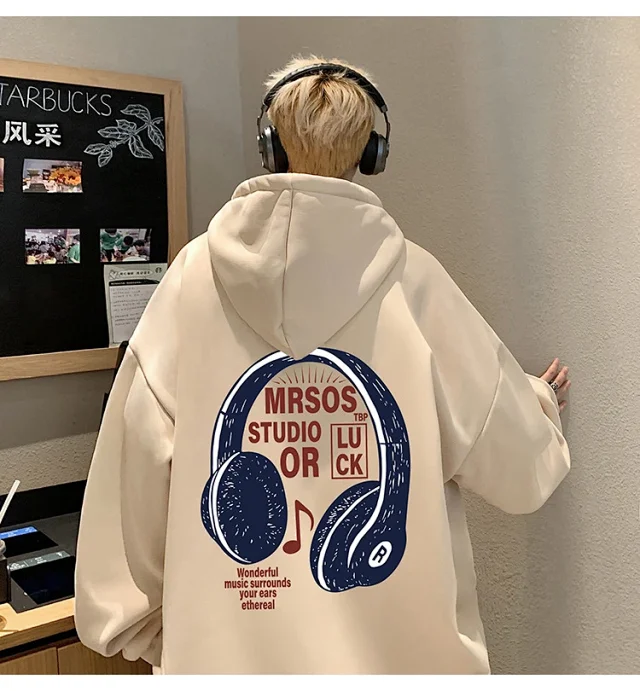 2025 Men's Cotton Hoodie (Hong Kong Style, Loose, Streetwear) Detail