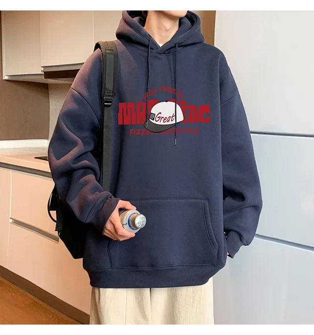 HK Style Men's Oversized Cotton Hoodie Detail