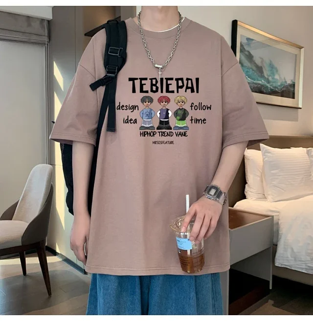 Men's Cotton Loose-Fit Sport T-Shirt Summer Detail