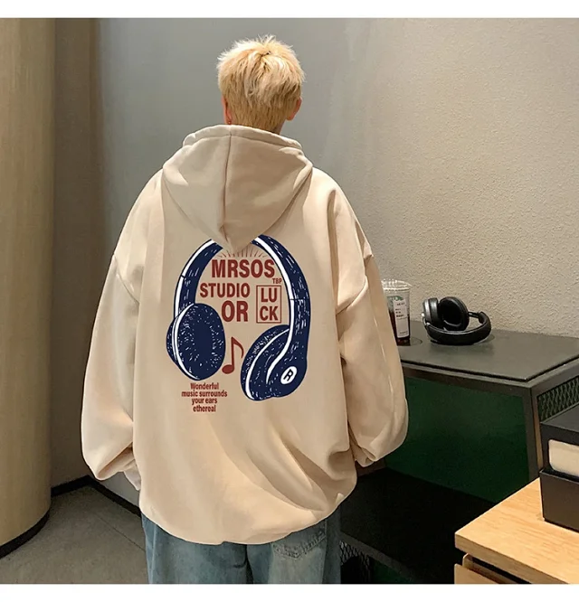 2025 Men's Cotton Hoodie (Hong Kong Style, Loose, Streetwear) Detail